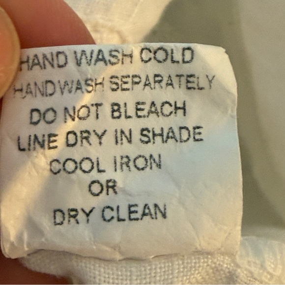 Italian White Linen Short Sleeve Tunic Blouse M Button Back Coastal Cottagecore - Picture 8 of 10